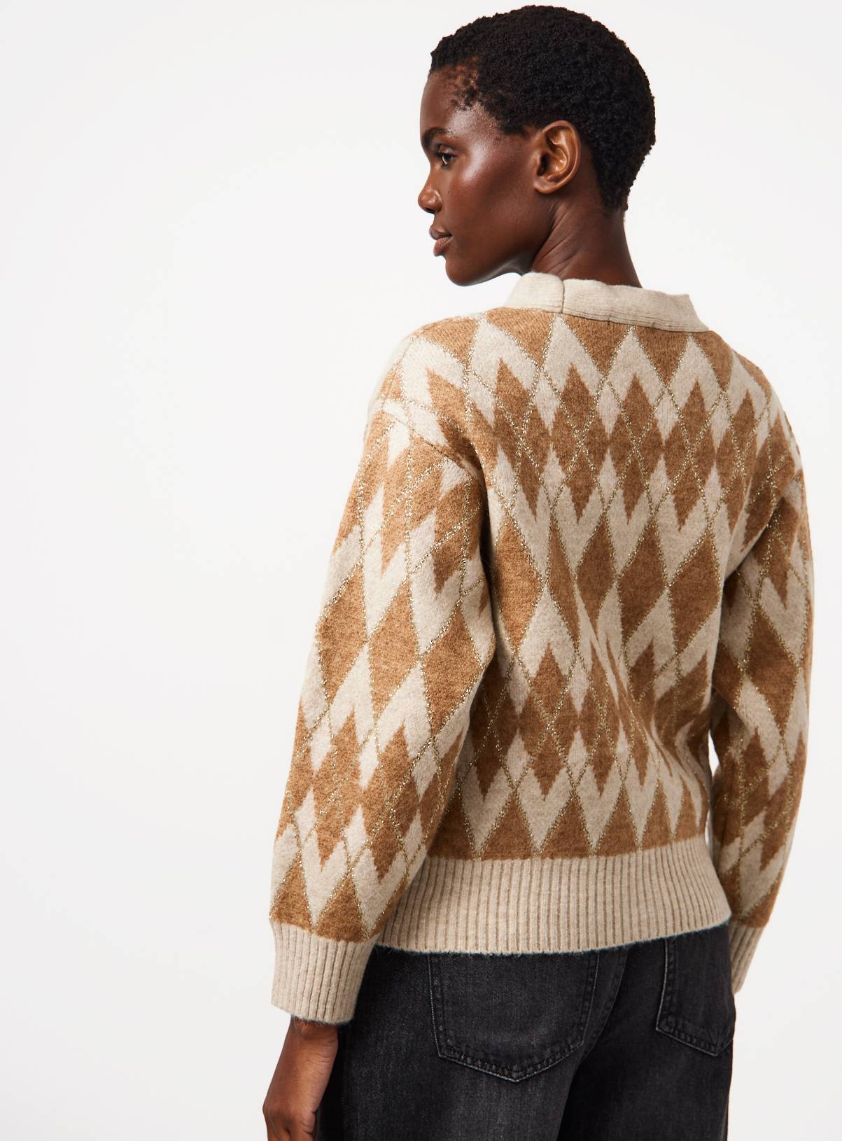 Argyle Knitted Cardigan S - Image 4